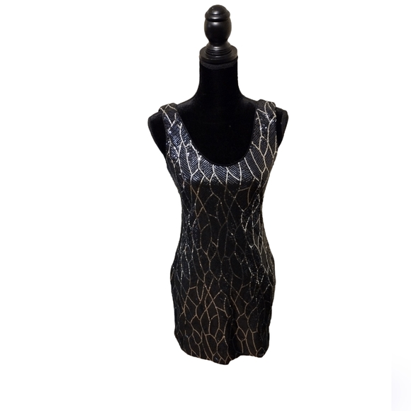 As U Wish Black And Silver Sequined Cocktail Dress - Size Small - Picture 1 of 5